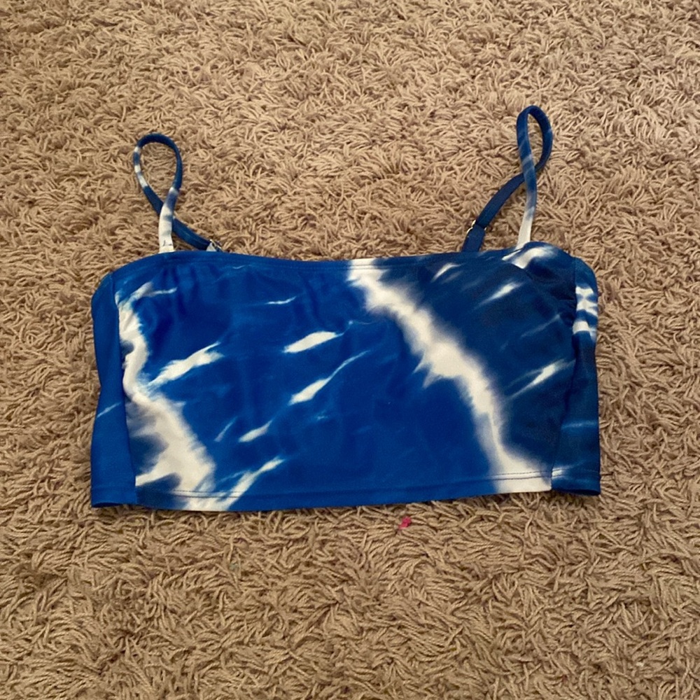 Xhilaration Blue and white, removable strap, tie-dye bikini top